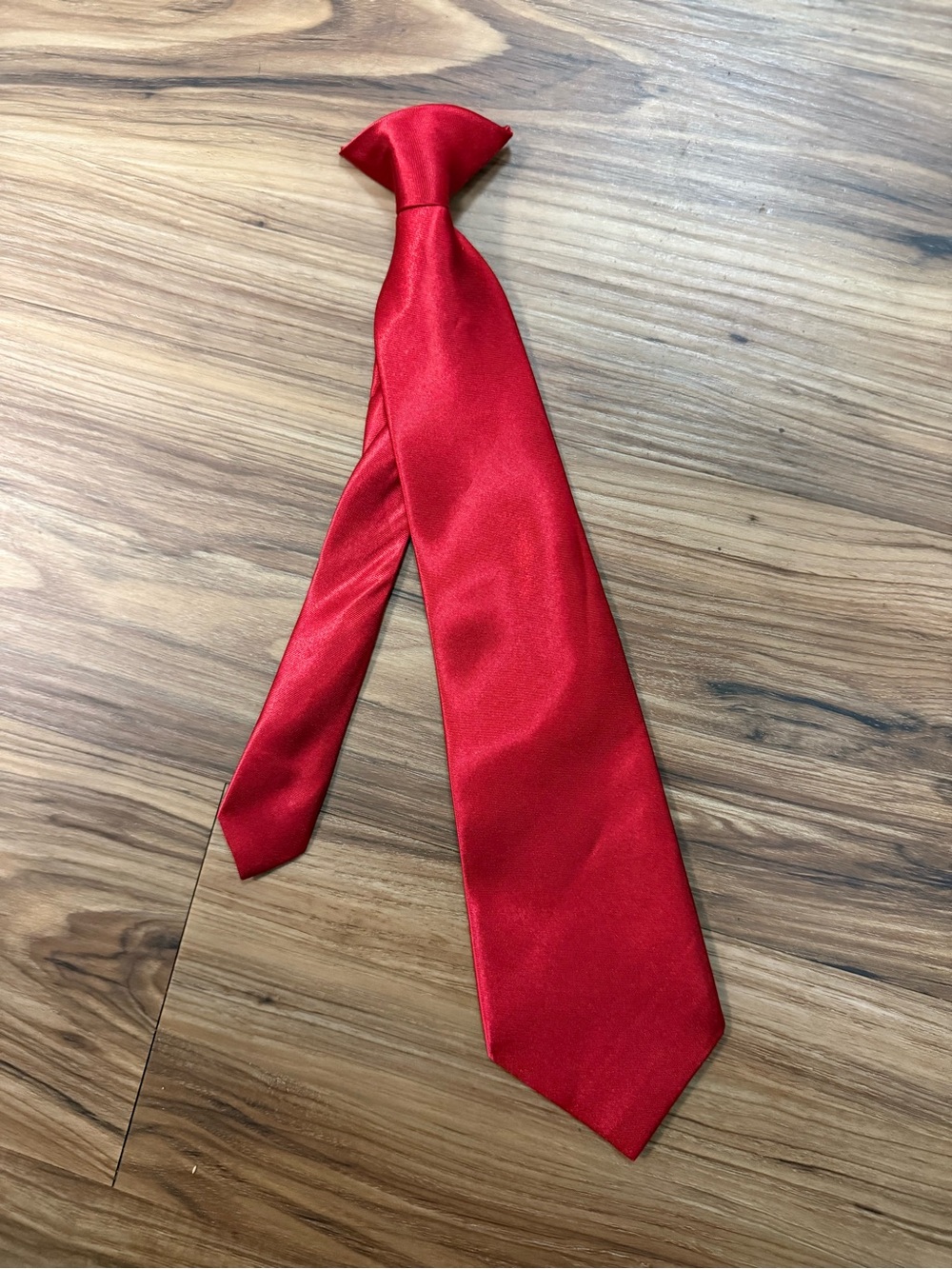 Boys/kids size- Classic Red Satin Tie - clip on